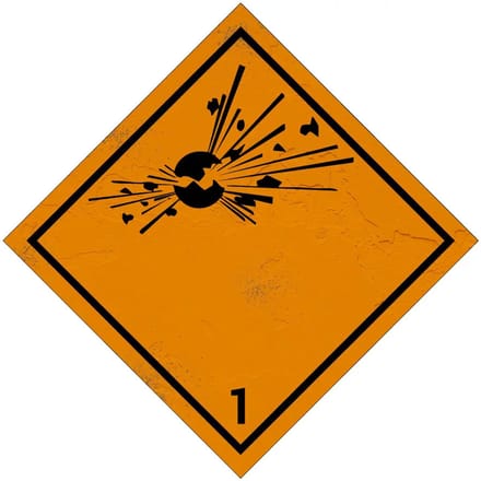 ADR klasse 1 explosieve stoffen bord | Sign Again materiaal | 30 x 30 cm
