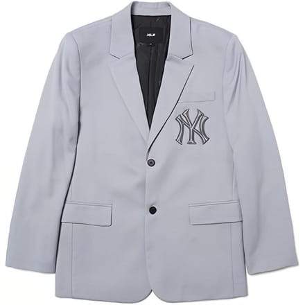 MLB FW22 Effen Kleur Letter Applicatie Enkele Rij Knopen Pak Uniseks Pakken Grijs 3AJK01014-50GRS M gray