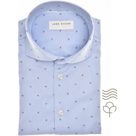 John Miller Overhemd Mini Pattern Pure Cotton Easy Care Licht Blauw / male
