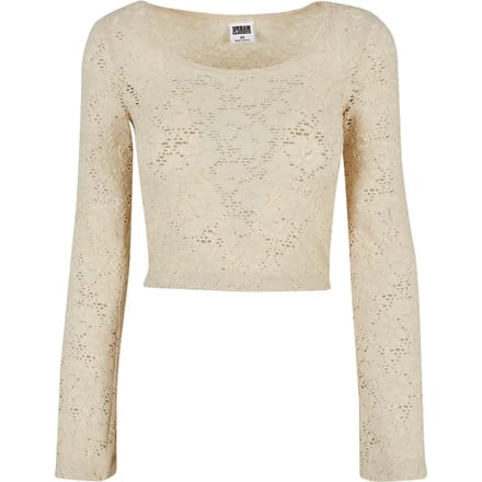Urban Classics - Cropped Lace Longsleeve top - L - Groen