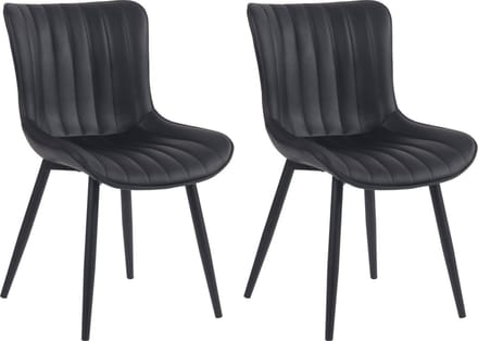 CLP Largo Set van 2 eetkamerstoelen - Zonder armleuning - Metaal frame - zwart Kunstleer