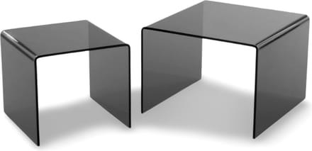 Bijzettafel Zwart Glas Vierkant set van 2