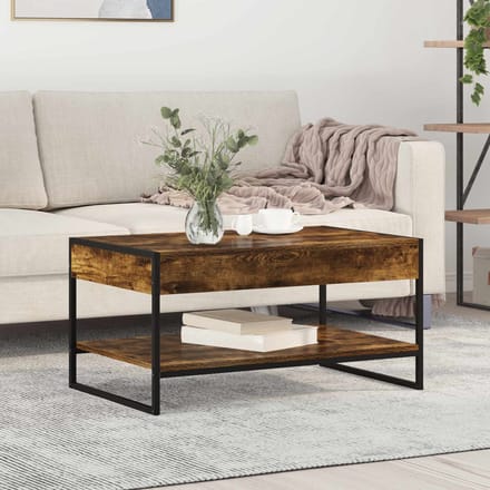 vidaXL - Salontafel - Rook - Eik - 80 - x - 50 - x - 40 - cm - Bewerkt - hout