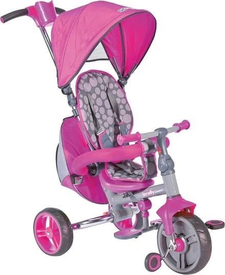 Compacte 3-in-1 Driewieler en Kinderwagen met Duwstang en Zonnedak