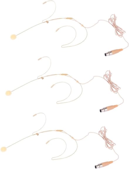 Bedrade Microfoon Set - Koptelefoon Microfoon - Zang en Onderwijs - Op Hoofd Gemonteerd - 3 Stuks - Beige