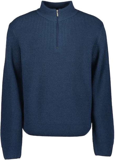 Blue seven heren - Trui 376457 blauw korte rits maat M