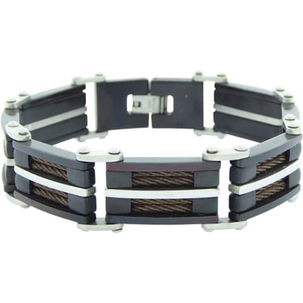 Christian Leather and steel bracelet