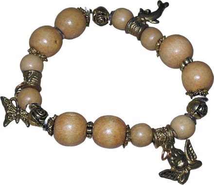 Armband lichtbruin met gouden figuren