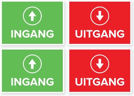 Stickerset A4 - Ingang/Uitgang - 2x Ingang - 2x Uitgang