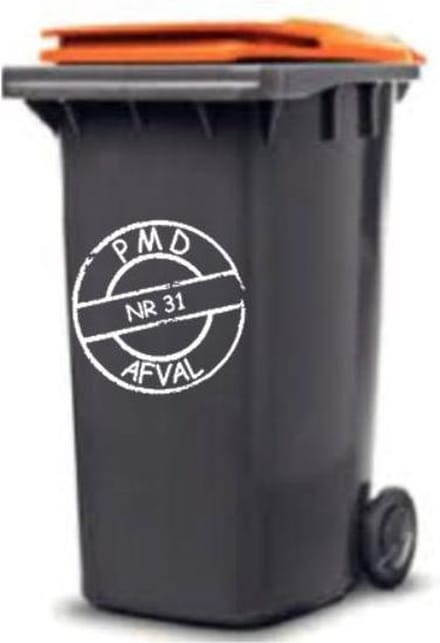 Sticker cirkel voor PMD kliko container met huisnummer | Rosami