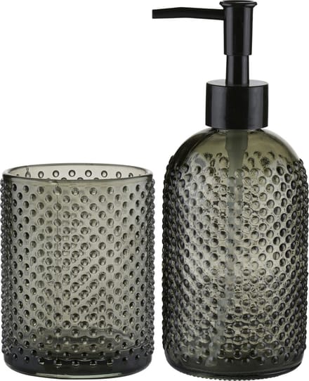 Arti Casa Zeeppompje/dispenser - incl. extra drinkglas - donkergroen - glas - 15 x 19 x 8 cm - zeeppomp en beker