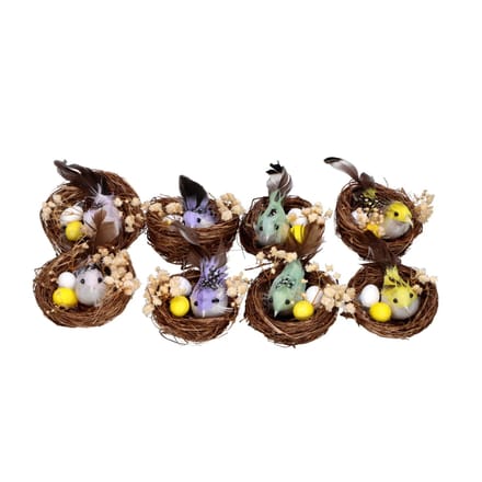 Vogelnestjes 2 in box 4 assorti kleur pasen