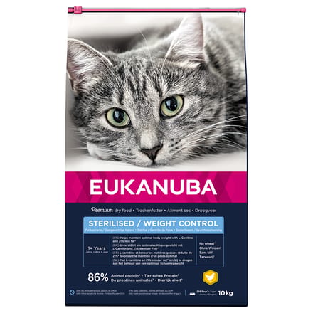 Eukanuba Kat Adult Overweight - Sterilised Kip - Lever 10 kg