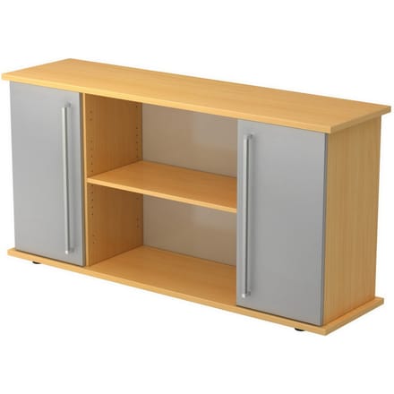 KAPA SB | Dressoir | met deuren - Beuken/Zilver Chrome metaal handgreep