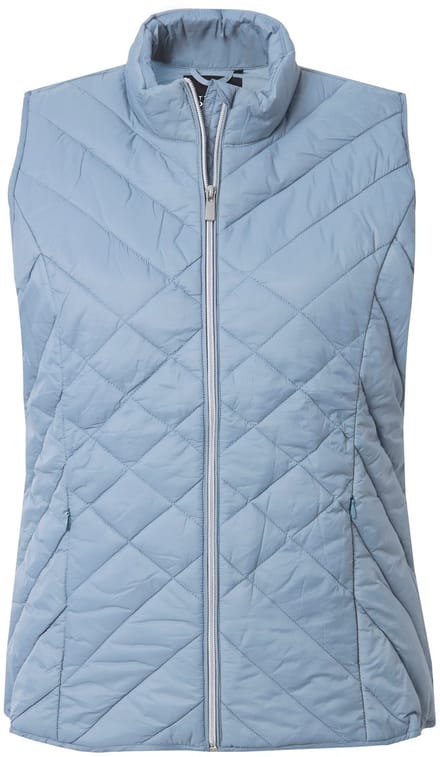 Ulla Popken - Dames - HYPRAR functionele doorgestikte bodywarmer waterafstotend - Grijsblauw - Maat 50+