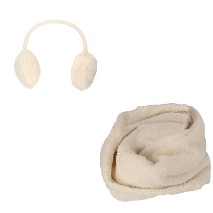 Colsjaal & Oorwarmers - Teddy Wol - One Size - Camel