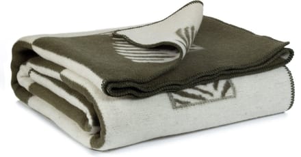 Most - Merino wollen bed deken Blad - 2 persoons - groen-wit