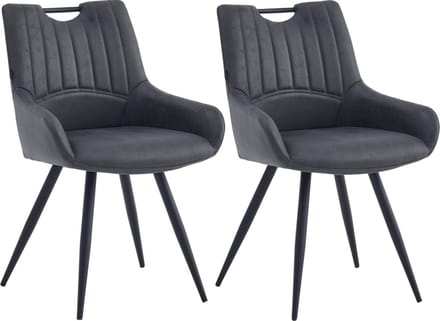 Colenis® - Amanda Eetkamerstoel - Set Van 2 - Antraciet - Microfiber Stof - Microvezel - Industrieel
