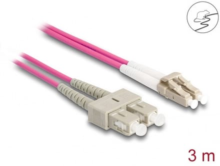 Delock Fiber Optical Cable with metal armouring LC Duplex to SC Duplex Multi-mode OM4 3 m