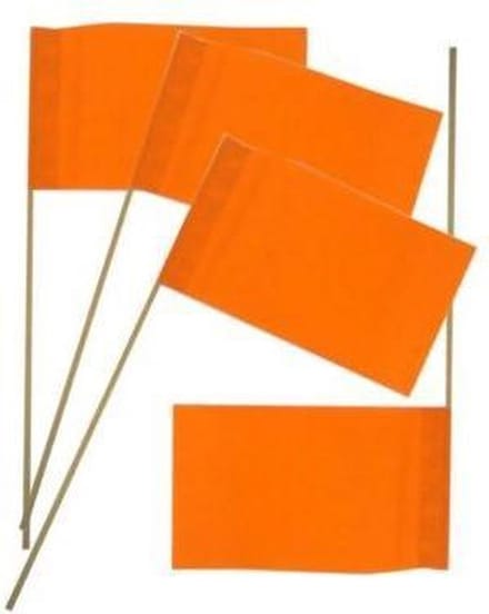 Vlaggetje papier op stok oranje per 50 stuks