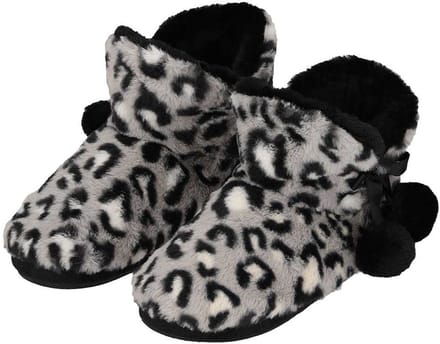 Apollo Pantoffels/sloffen luipaard print - dames - grijs - maat 41-42 - dieren sloffen - hoog