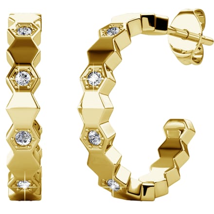 Gebogen oorbellen - Goud en kristal
