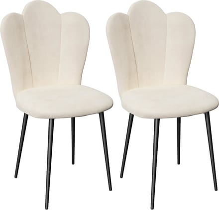 PIPIPOXER- Eetkamerstoelen - Set Van 2 - kaptafelstoel, metalen poten,Wit