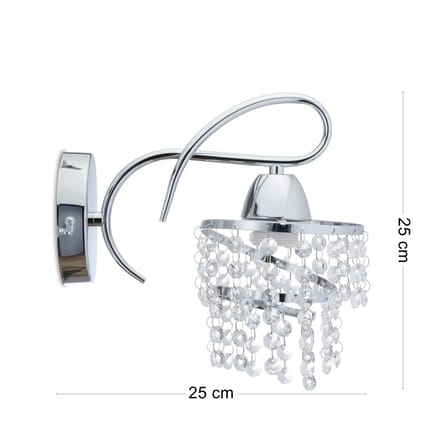 Crystal - Wandlamp - Chroom staal - Spiraalvormige kap - Kristalaccenten - E27 fitting - Modern design