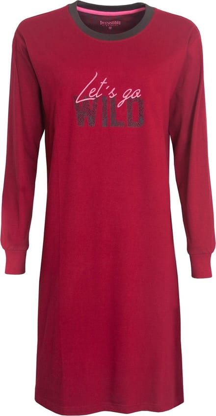 Irresistible Dames Nachthemd - Katoen - Ronde Hals - Rood - Maat L