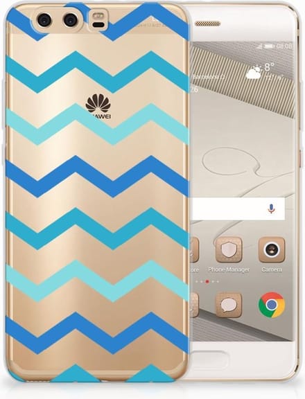 Back Cover voor Huawei P10 Plus TPU bumper Zigzag Blauw