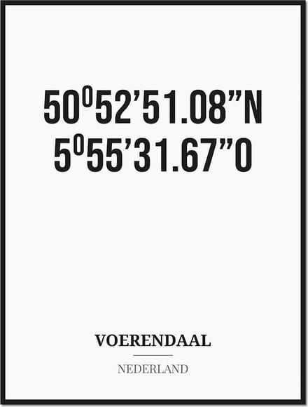 Poster/kaart VOERENDAAL met coördinaten