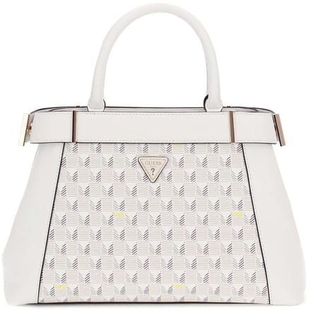 GUESS handtas schoudertas G Wave II Satchel Bag Stone Logo crème