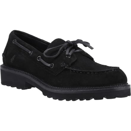 Hush Puppies Geri Suède Dames Zwarte Loafers