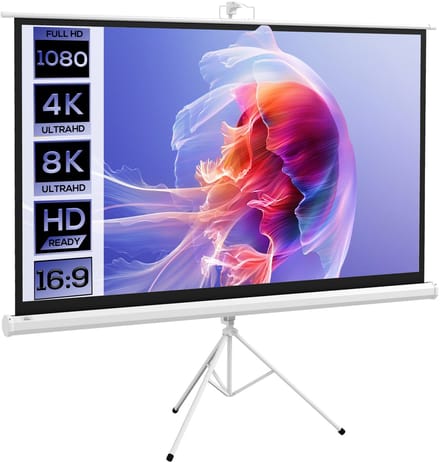 HOMCOM Projectiescherm Kunststof, Metaal 200L x 8B x 118H cm Wit