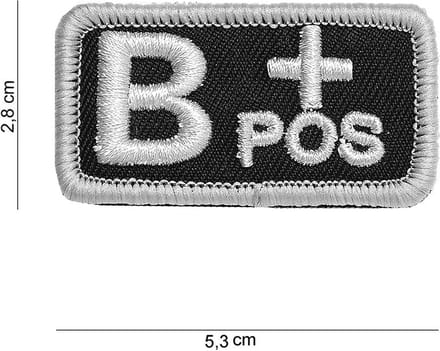 Embleem stof Bloedgroep B+ zwart