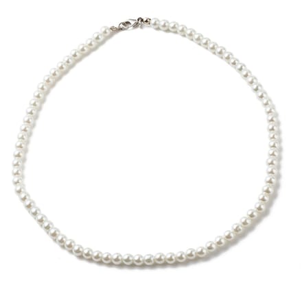 Korte parelketting - wit - unisex - 46 cm - 6mm glasparels - basic collier- klassiek sieraad - met sluiting