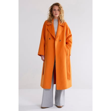 Summum Woman Long Coat Wool Classic Orange Größe: S | Zweireihige Mäntel Outlet | Damen | Orange