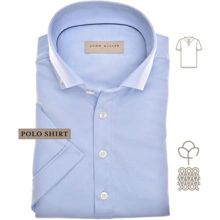 John Miller Polo Short Sleeve Button-Down Solid Color Jersey  Licht Blauw / male