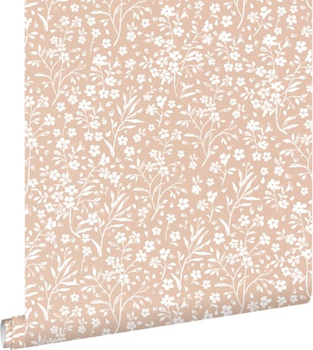 ESTAhome behang bloemetjes licht terracotta - 50 x 900 cm - 139880