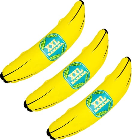 Opblaasbare fruit banaan XL - 3x - 71 cm - groot formaat - fun opblaasartikelen - Carnaval verkleed artikel