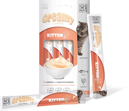M-PETS Creamy kat functionele snack Kitten - tonijn & kip 60g - per 12