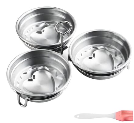 Dailygoods- Eierstroper 304 Roestvrij Staal - Gekookte Eieren Maker - Antiaanbak - 3 Kops - Eiergereedschap - Gemakkelijk Schoon te Maken - Eierkoker