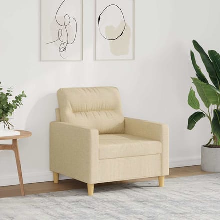 vidaXL Fauteuil 60 cm stof crèmekleurig
