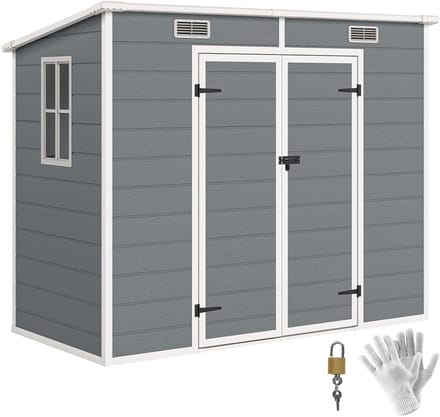 Outsunny-Gartenhaus-Kunststoff, Aluminium-238L x 125B x 183H cm-Grau