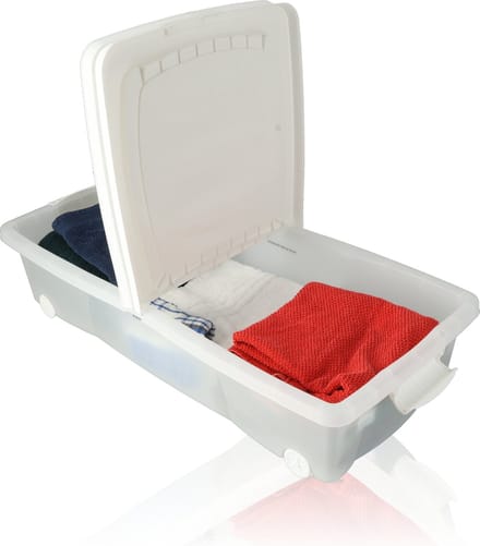 Opbergbox 32L - Witte Deksel & Transparante Bak - 79x39x17 cm - Flexibele Deksel Sluiting - OP-320 - box - kleedkamer