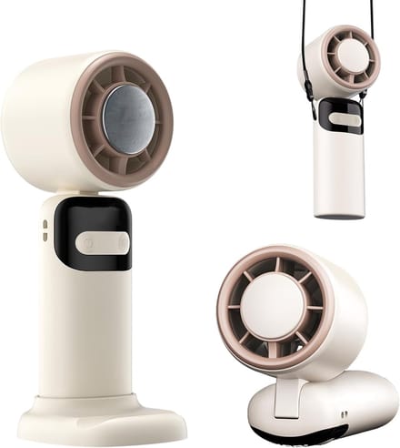 Geschikt voor Bseical Mini Draagbare Ventilator, 3000mAh Mini USB Handventilator Met 5 Snelheden, Klein Zakventilator Met Voet, Opvouwbare Bureauventilator