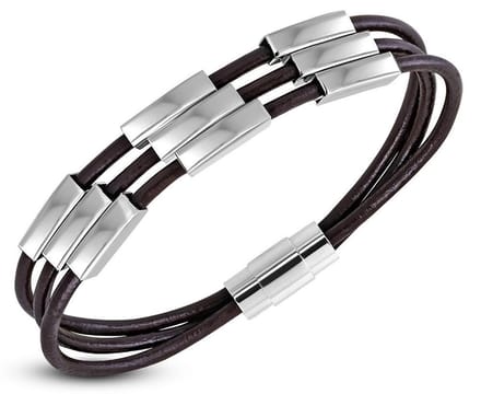 Amanto Armband Felker B - Leer - 316L Staal - Magnetisch - 9mm - 22cm