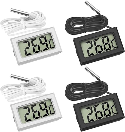 Digitale minithermometer met lcd-scherm, met externe sensor, voor vriezer, koelkast, aquarium (4 stuks met externe sensor)