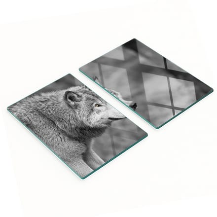 Set van twee decoratieve glazen keukenplanken, wolfgrijs, 2x40x52 cm