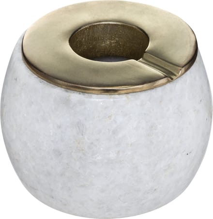 Terras asbak/stormasbak rond marmer/ijzer 12 x 10 cm wit - Buiten asbakken
